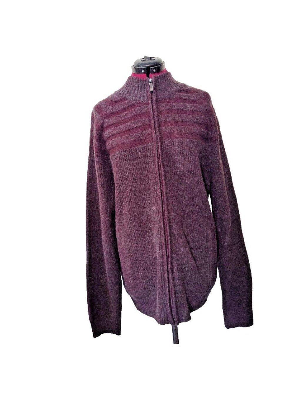 Kenneth Cole Reaction Men's XXL Full Zip Cardigan Sweater Wool Blend Burgundy